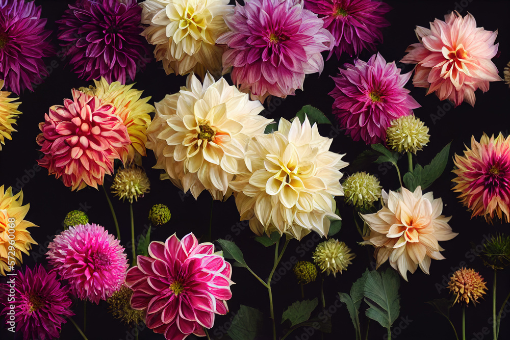 Dahlia flower banquet beautiful spectacular flower arrangement for background of wedding dinner love