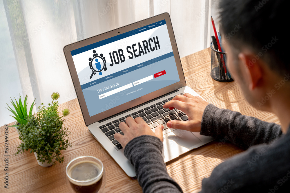 Online job search on modish website for worker to search for job opportunities on the recruitment in