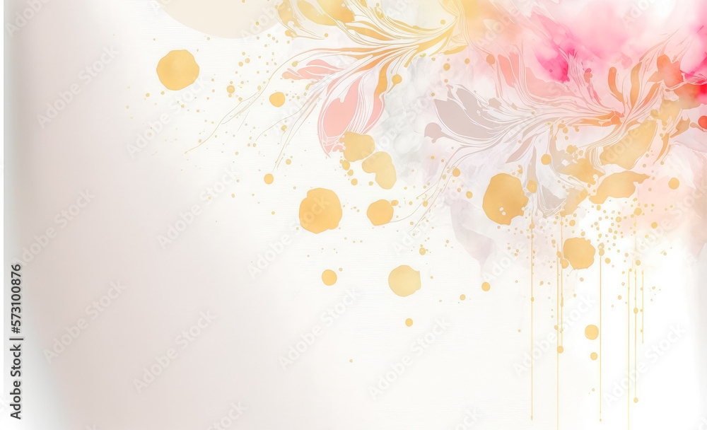 Abstract watercolor art background with pink flowers in style of watercolor paints design. Peculiar 