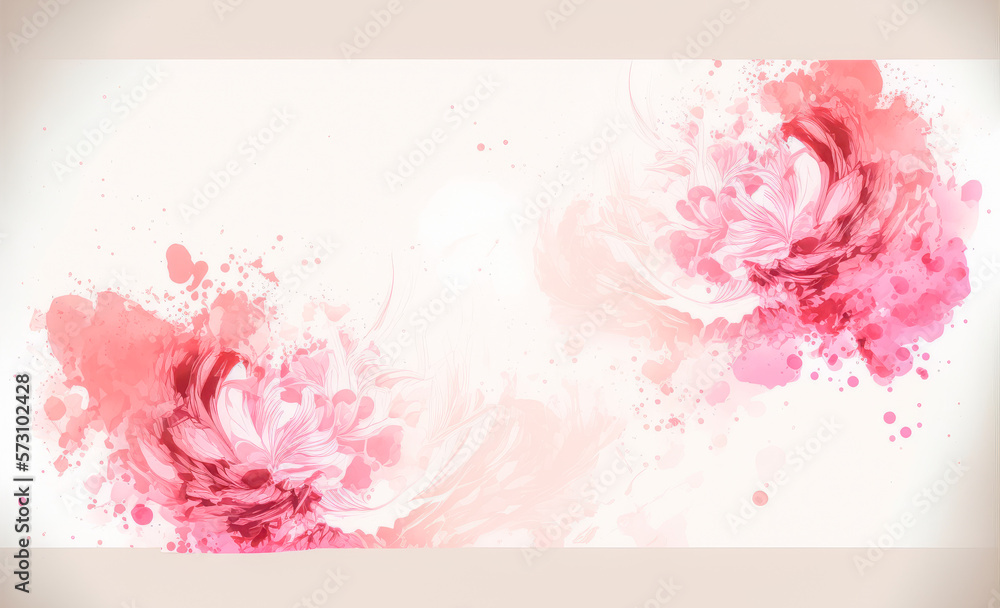 Abstract watercolor art background with pink flowers in style of watercolor paints design. Peculiar 