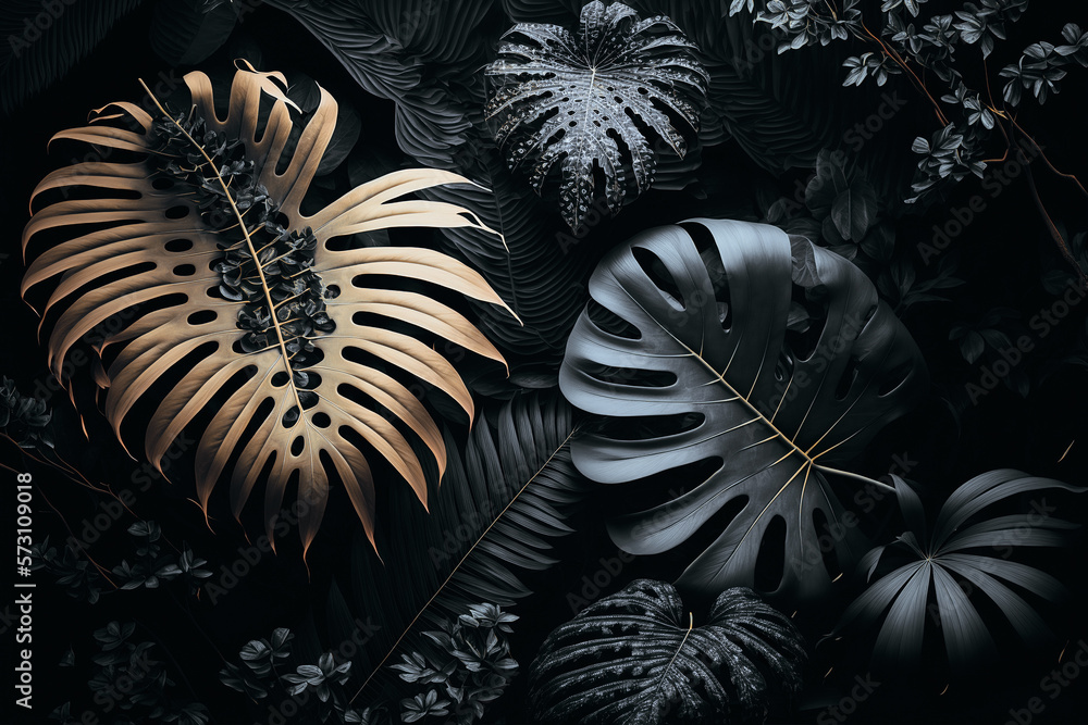 Luxury tropical leaves plant and foliage exotic background abstract of dark botany . Admirable Gener