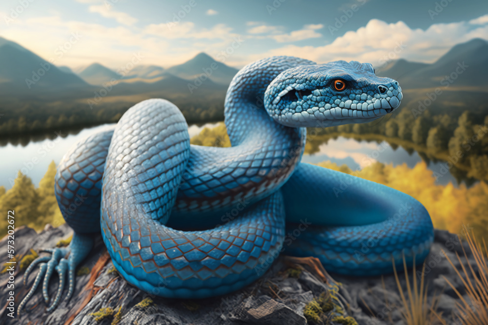 Blue Insularis Snake, (Snake - Viper - Reptile Series)