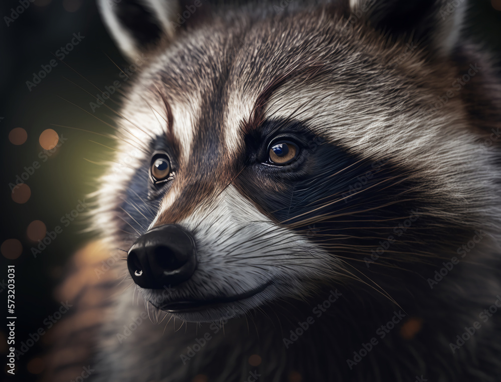 close-up of a raccoon enjoying nature,4k, wildlife background, HD Wallpaper, Digital illustration, w