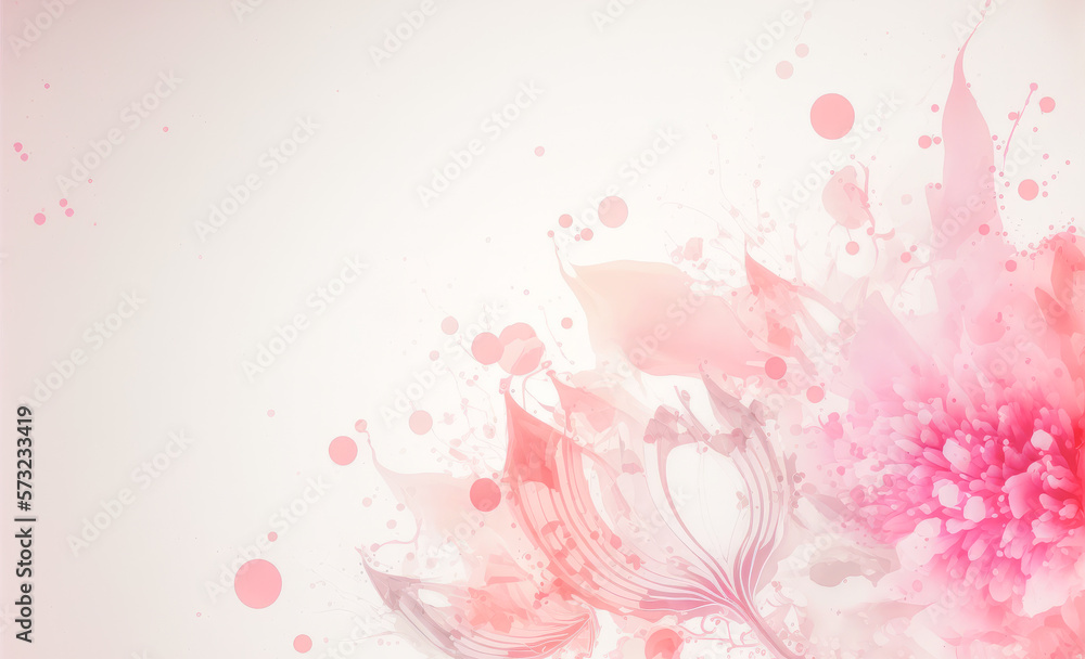 Abstract watercolor art background with pink flowers in style of watercolor paints design. Peculiar 