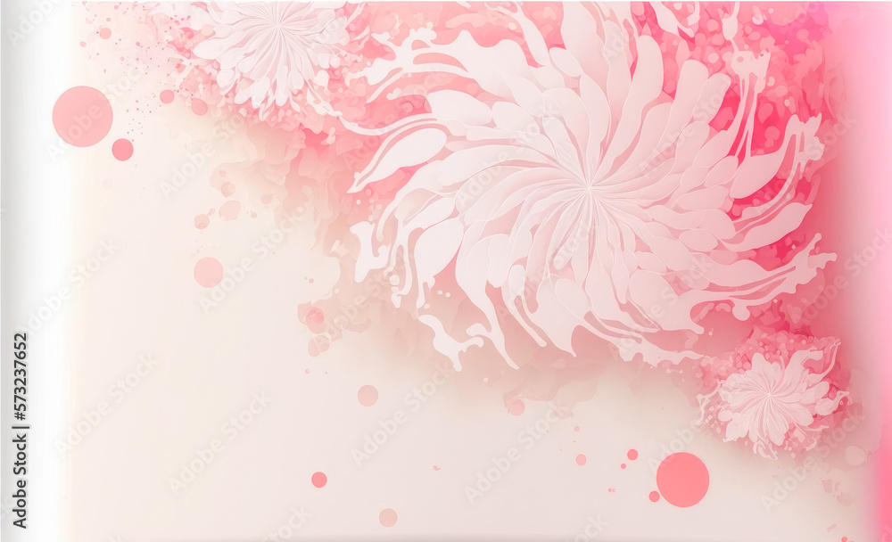 Abstract watercolor art background with pink flowers in style of watercolor paints design. Peculiar 