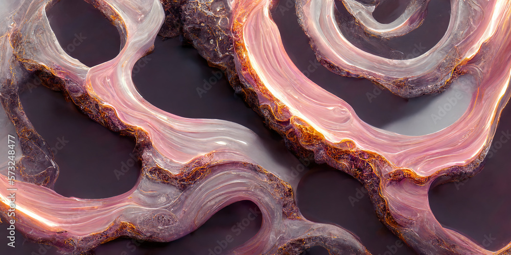 Sedate realistic marco detailed pink alcohol ink ripples pattern in agate design. Closeup turbulence