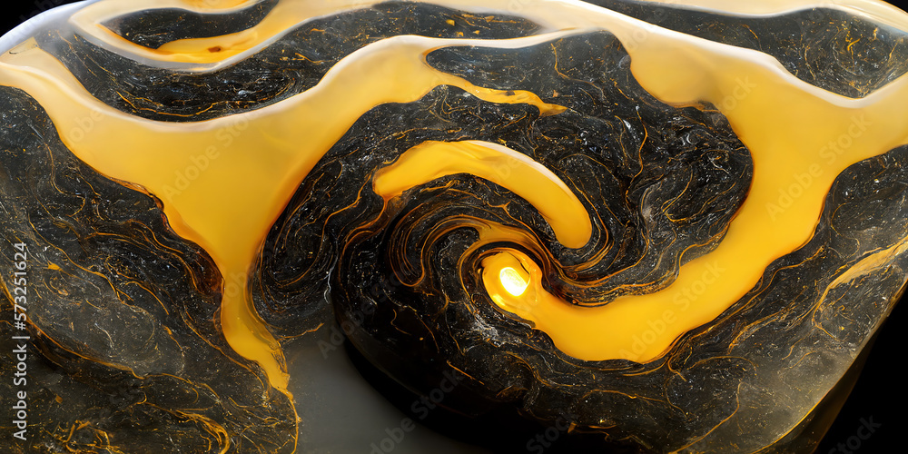 Sedate abstract marco luxurious black and gold solid turbulence wave. Swirled oil alcohol ink in mar