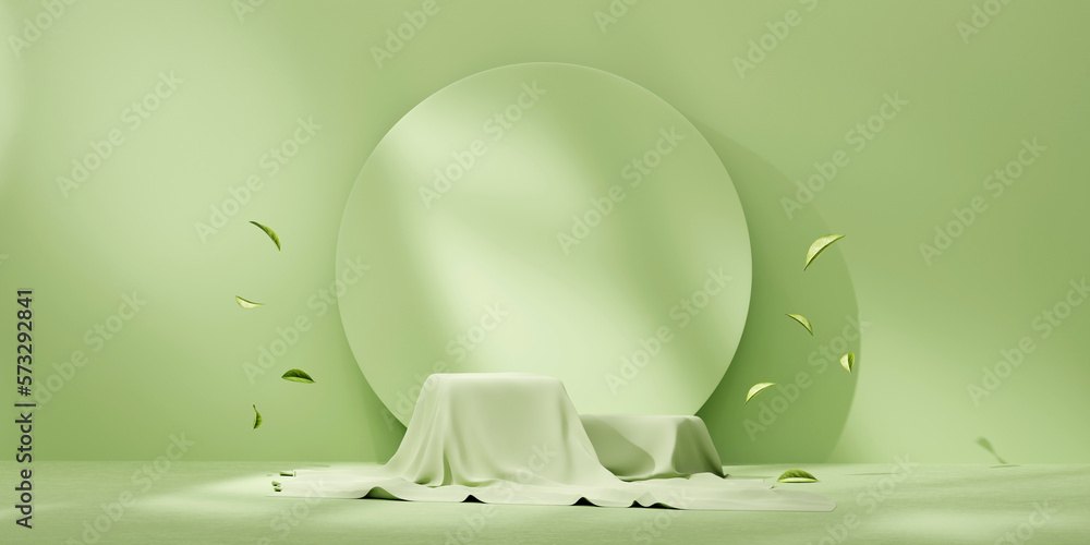 3D rendering green platform podium product presentation background