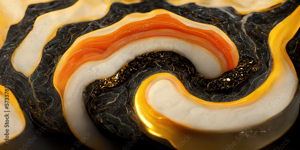 Sedate abstract marco luxurious black and gold solid turbulence wave. Swirled oil alcohol ink in mar