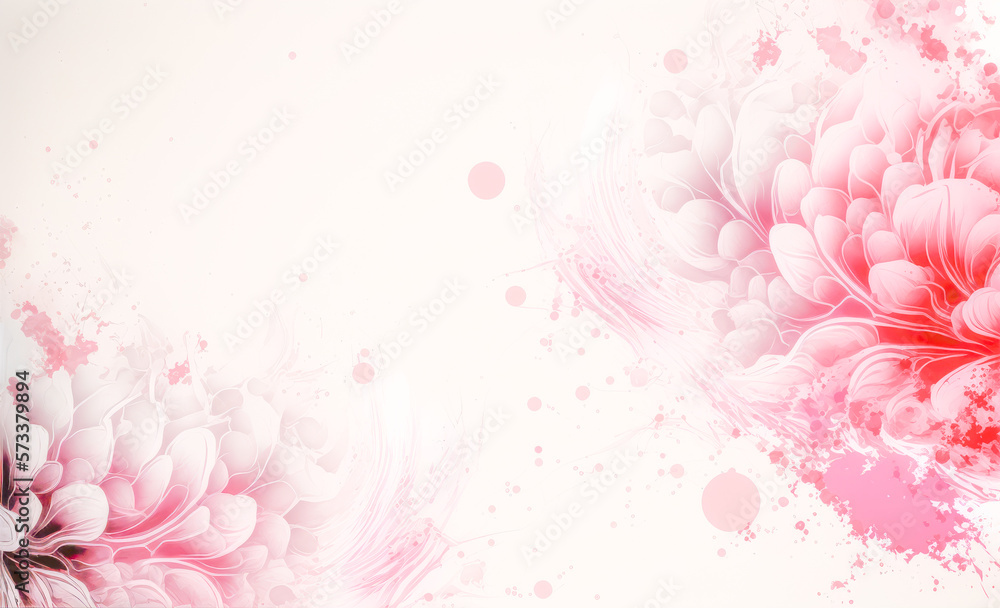 Abstract watercolor art background with pink flowers in style of watercolor paints design. Peculiar 