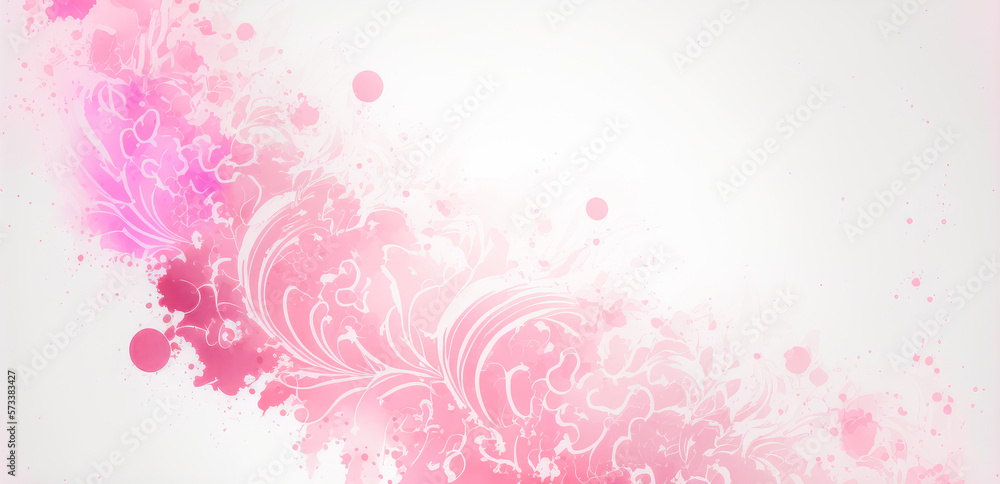 Abstract watercolor art background with pink flowers in style of watercolor paints design. Peculiar 