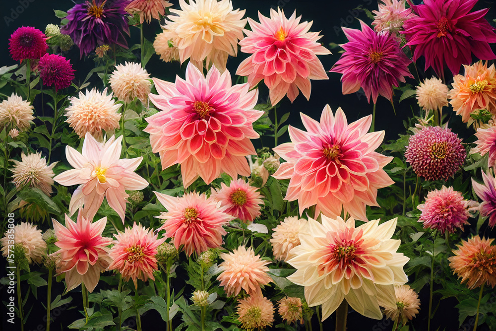 Dahlia flower banquet beautiful spectacular flower arrangement for background of wedding dinner love