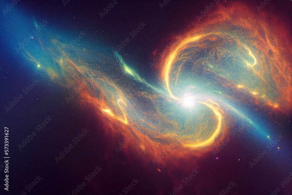 Splendid scenic outer space vibrant color starry galaxy universe in bizarre and fantasy cosmical lig