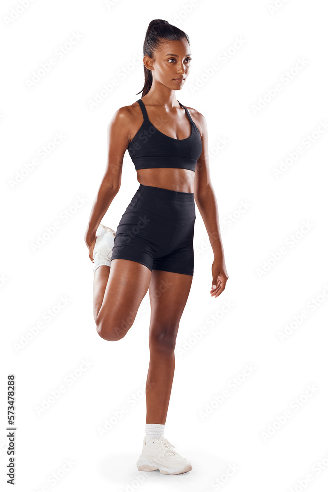 A motivated female athlete stretching out her legs before training indoors to stay healthy and to wa