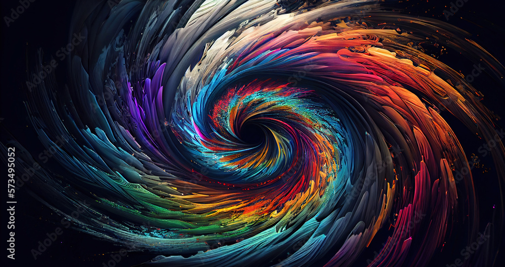 Abstract swirl, vortex of color. Colorful heart of tornado. Generative AI