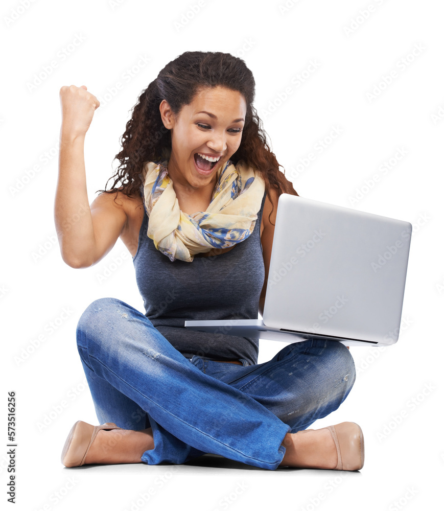 An excited and surprised millennial girl or scholarship winner girl student excited with good news a