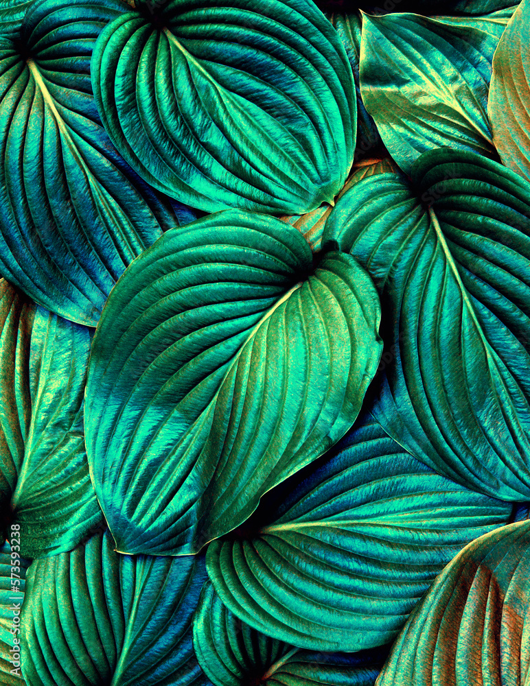 Green colorful leaves background natural tropical texture