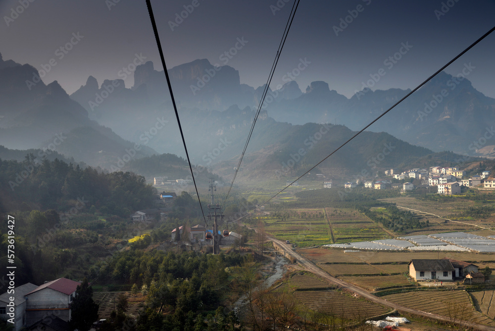 A town that view from a cable car