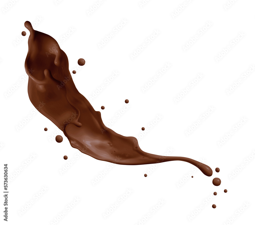 Beautiful chocolate splash in the air on a white background