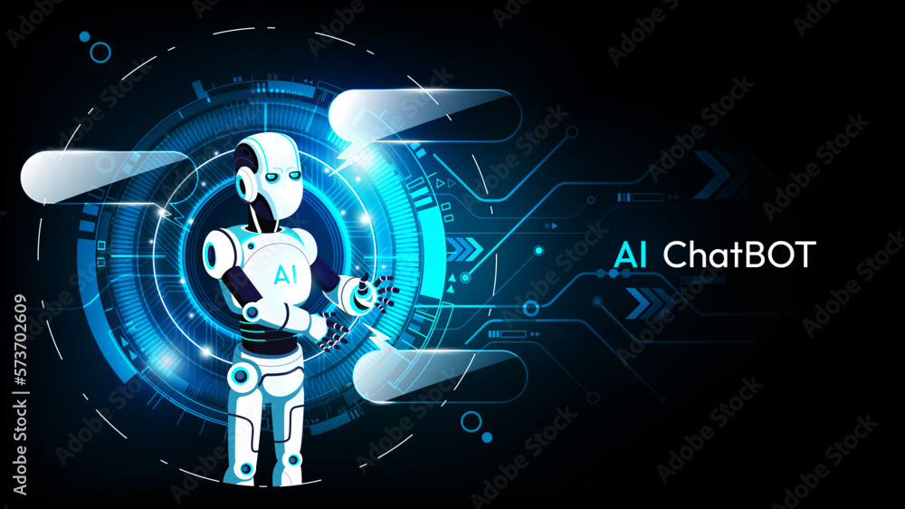 AI Chatbot, Artificial intelligence robot and Chat dialog box on technology background, AI Chatbot c