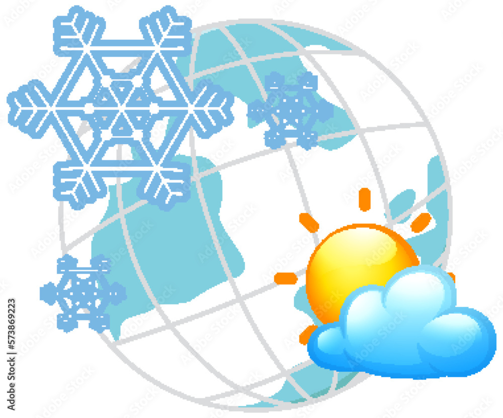 Snowflake and sunny weather icon