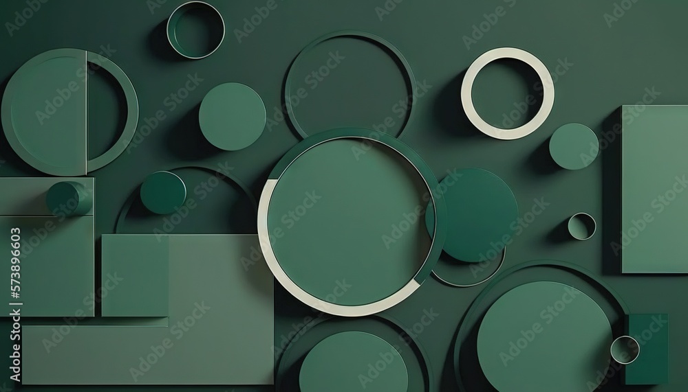  a group of green circles and shapes on a green background with a white circle in the middle of the 