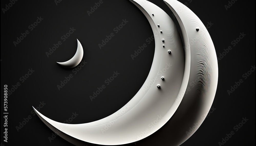  three white crescents on a black background with a black background and a white crescent in the mid