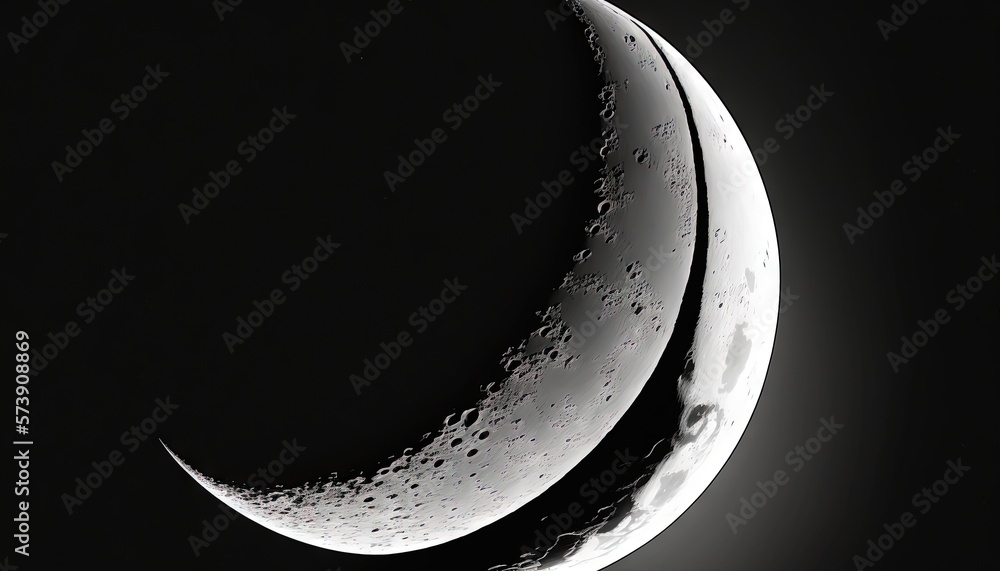  a crescent moon is shown in the dark sky with a few drops of water on the moons side and the moon