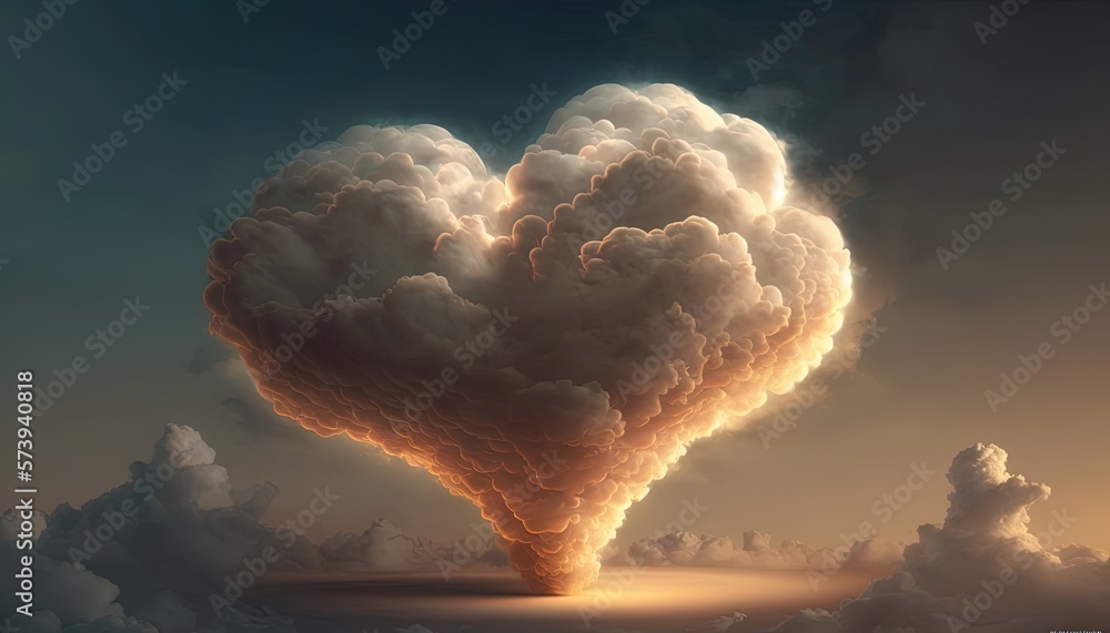  a heart shaped cloud in the middle of a desert landscape.  generative ai