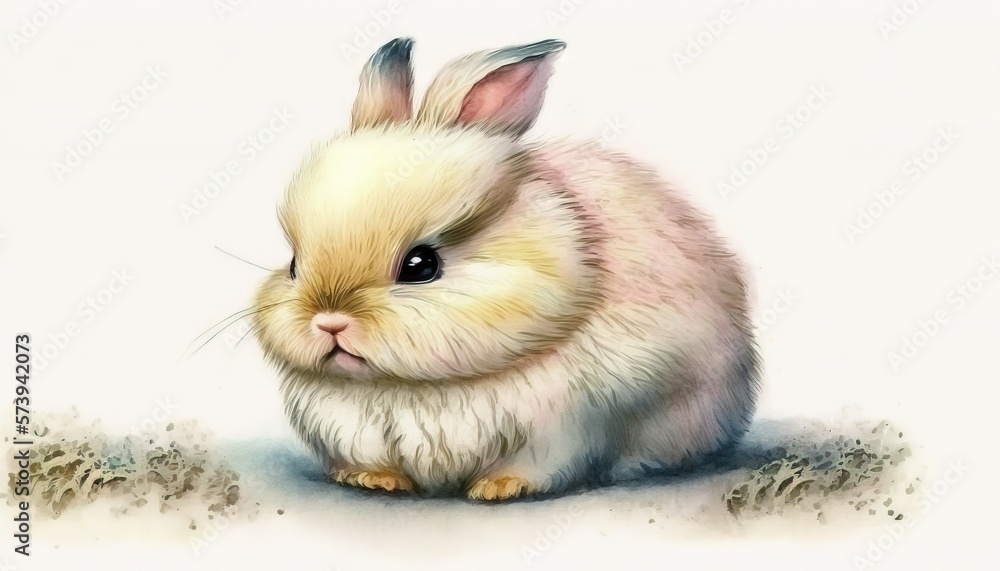  a white rabbit sitting on top of a white ground next to a pile of dirt.  generative ai