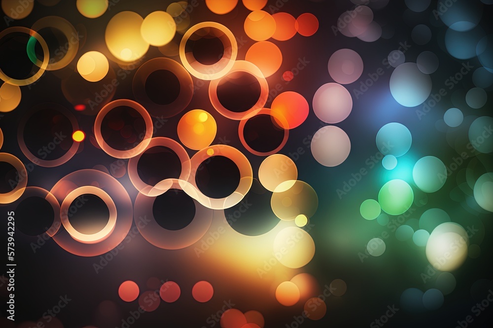  a colorful background with circles of different sizes and colors on a black background.  generative