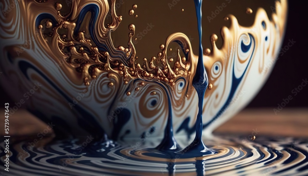  a close up of a bowl on a table with water.  generative ai