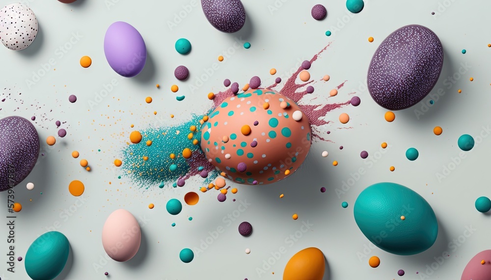  a group of colorful eggs with sprinkles on them.  generative ai