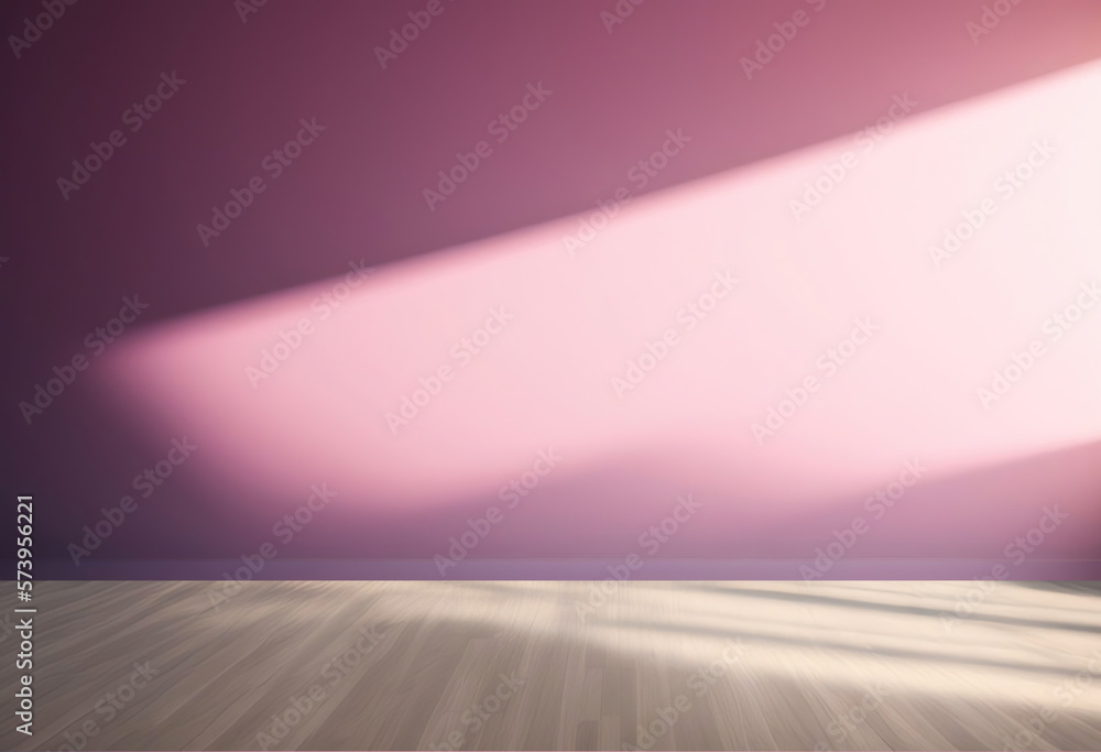 Empty light pink wall with beautiful chiaroscuro. Elegant minimalist background for product presenta