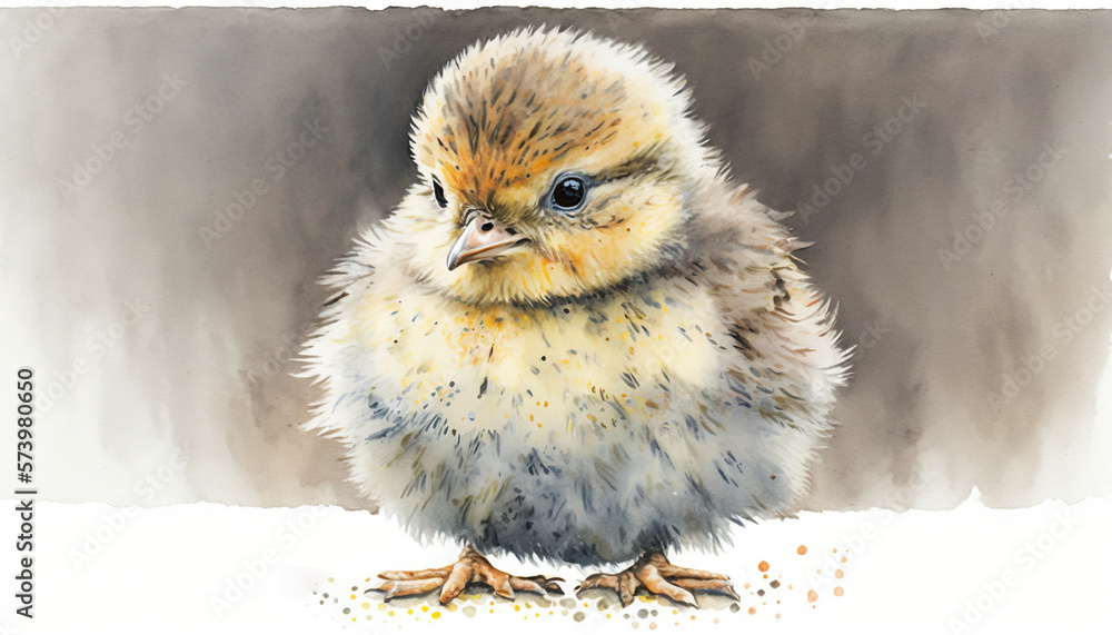  a watercolor painting of a small bird on a white background.  generative ai