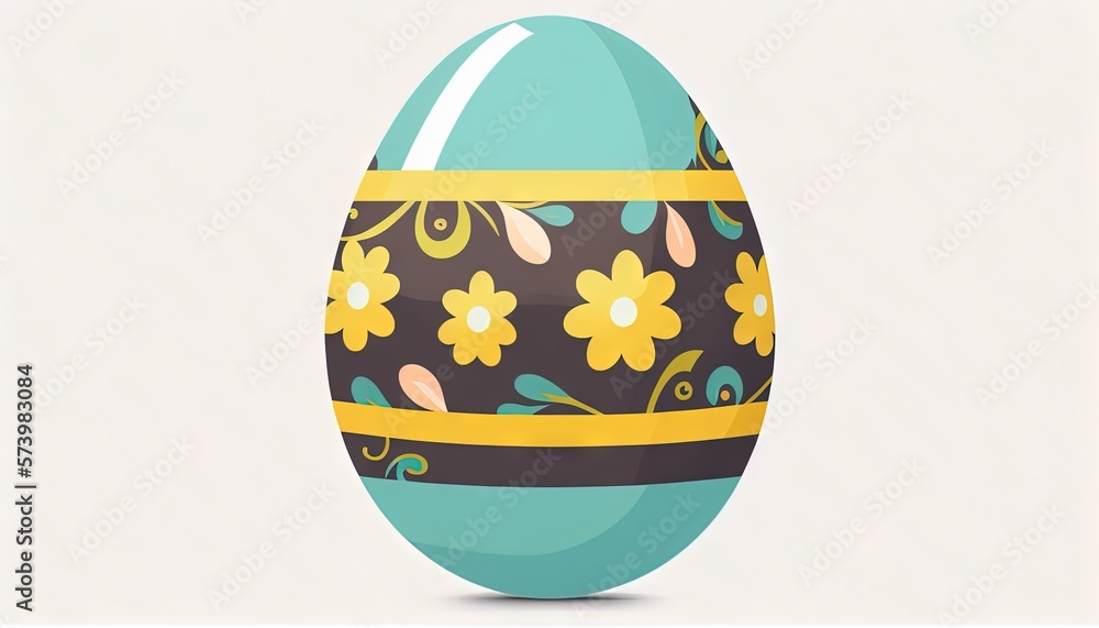  an easter egg decorated with flowers and a ribbon around it.  generative ai