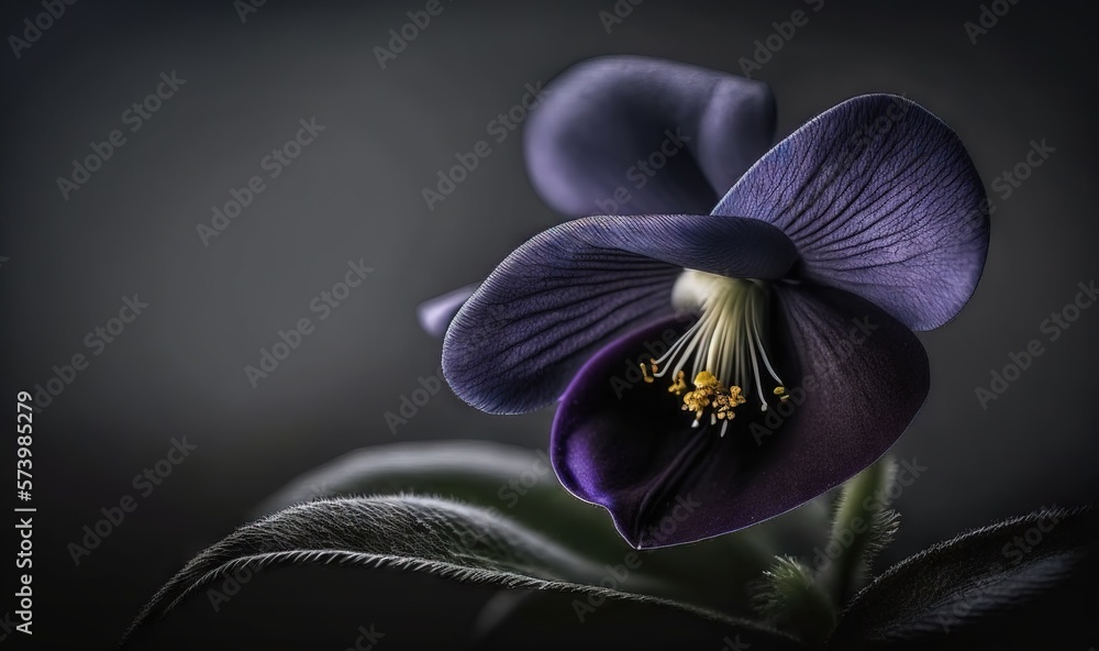  a close up of a purple flower on a black background.  generative ai