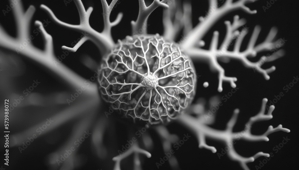  a black and white photo of a coral with coral like structures.  generative ai