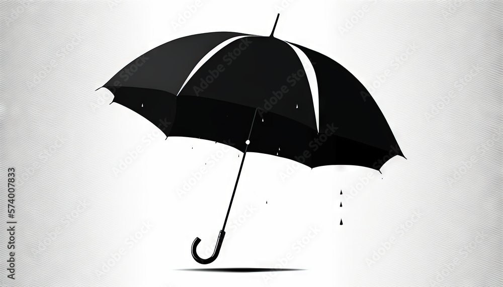  a black and white photo of an umbrella with drops of water on it and a shadow of a person holding a