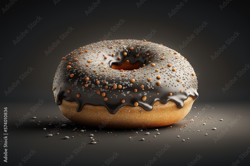  a donut with chocolate icing and sprinkles.  generative ai