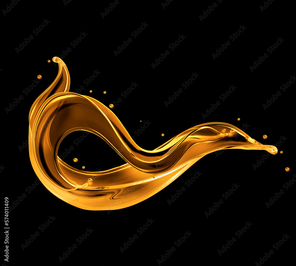 Beautiful oily liquid splashes on a black background