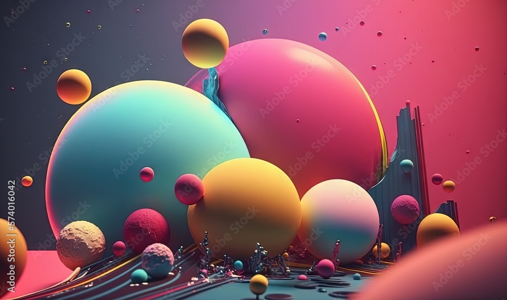  a bunch of different colored balls floating in the air with a black background.  generative ai