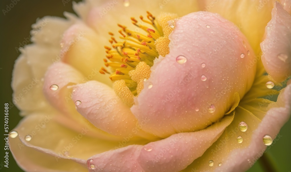  a close up of a pink flower with water droplets on it.  generative ai