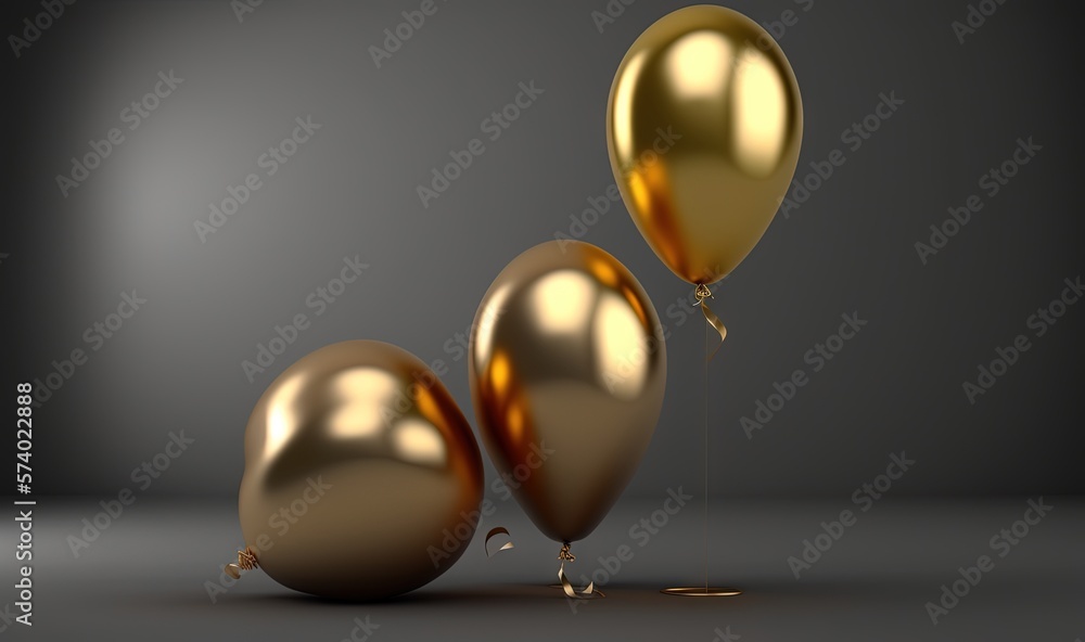  a group of gold balloons floating on top of each other.  generative ai