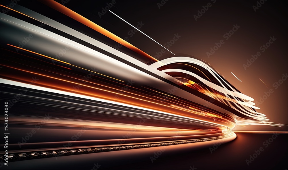  a long exposure photo of a train speeding through the night.  generative ai