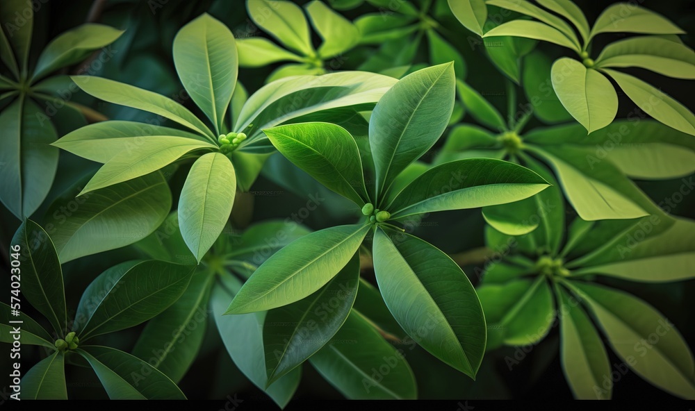  a close up of a green plant with leaves on it.  generative ai