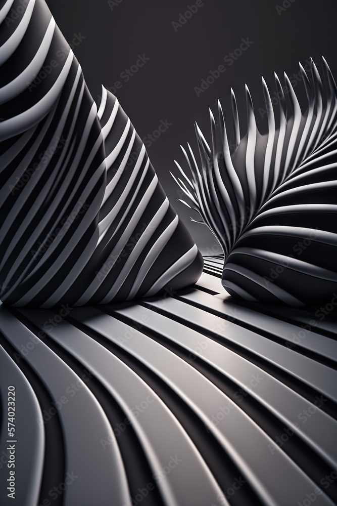  a black and white photo of a curved object with wavy lines.  generative ai