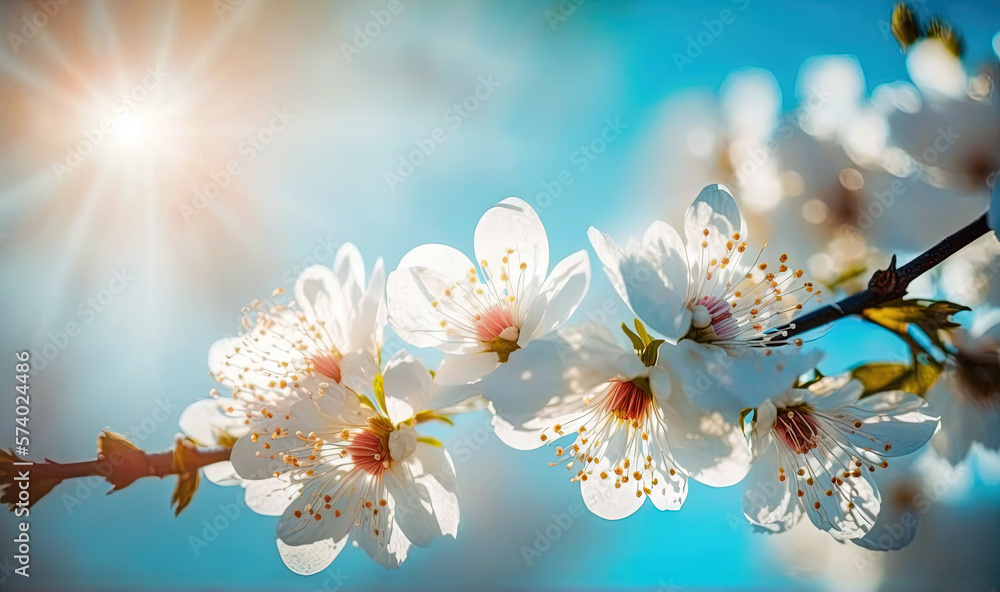  a close up of some white flowers on a tree branch.  generative ai