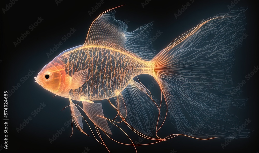  a goldfish is shown in this computer generated image of a fish.  generative ai