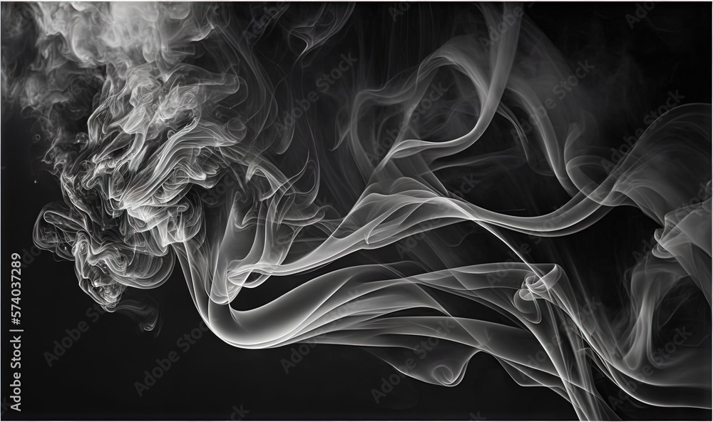  a black and white photo of smoke on a black background with a white border around the edges of the 